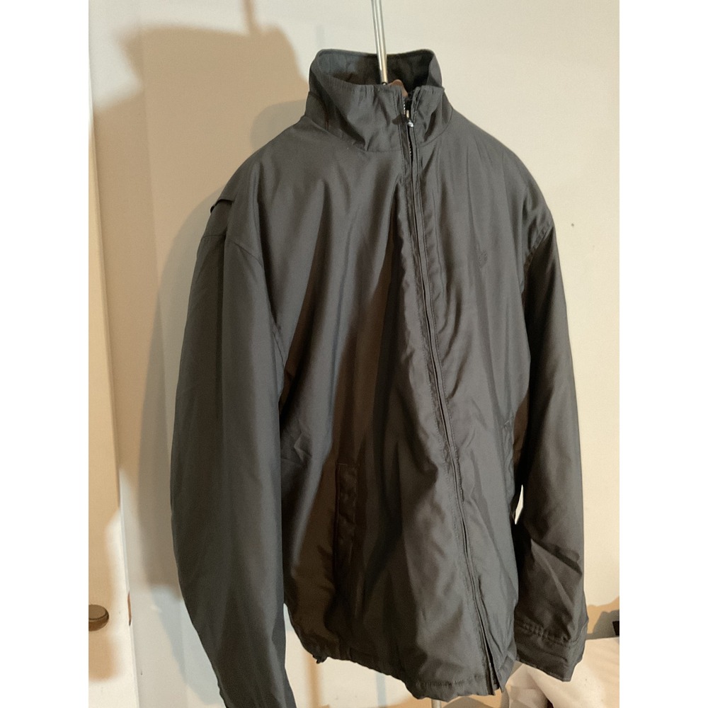 Chaps‎ Mens XL Gray Full Zip Fleece Lined Plaid Windbreaker Jacket Charcoal